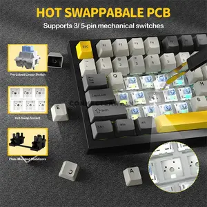 Attack Shark X820 Ultra Starry Black 75% Wireless Mechanical Gaming Keyboard, Shark Linear Switches, TFT Smart Display & Knob, Tri-Mode Bluetooth 5.1 2.4GHz & USB-C Wired, Gasket Mount, Hot-Swappable, RGB & 4000mAh Battery