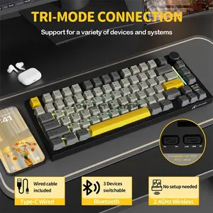 Attack Shark X820 Ultra Starry Black 75% Wireless Mechanical Gaming Keyboard, Shark Linear Switches, TFT Smart Display & Knob, Tri-Mode Bluetooth 5.1 2.4GHz & USB-C Wired, Gasket Mount, Hot-Swappable, RGB & 4000mAh Battery