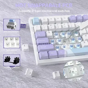 Attack Shark X820 Ultra Starlight White 75% Wireless Mechanical Gaming Keyboard, Shark Linear Switches, TFT Smart Display & Knob, Tri-Mode Bluetooth 5.1 2.4GHz & USB-C Wired, Gasket Mount, Hot-Swappable, RGB & 4000mAh Battery