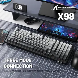 Attack Shark X98 Moonlight Night 98% Wireless Mechanical Gaming Keyboard, 102 Keys, Pre-Lubed Linear Strawberry Switches, Tri-Mode Bluetooth 5.0 2.4GHz & USB-C Wired, Upgraded Gasket Mount, 3/5-Pin Hot-Swappable, PBT Keycaps, South-Facing RGB & 4000m