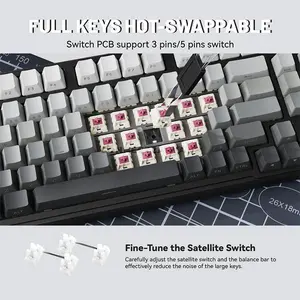 Attack Shark X98 Moonlight Night 98% Wireless Mechanical Gaming Keyboard, 102 Keys, Pre-Lubed Linear Strawberry Switches, Tri-Mode Bluetooth 5.0 2.4GHz & USB-C Wired, Upgraded Gasket Mount, 3/5-Pin Hot-Swappable, PBT Keycaps, South-Facing RGB & 4000m
