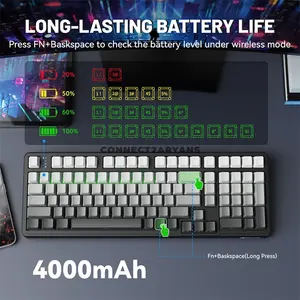 Attack Shark X98 Moonlight Night 98% Wireless Mechanical Gaming Keyboard, 102 Keys, Pre-Lubed Linear Strawberry Switches, Tri-Mode Bluetooth 5.0 2.4GHz & USB-C Wired, Upgraded Gasket Mount, 3/5-Pin Hot-Swappable, PBT Keycaps, South-Facing RGB & 4000m