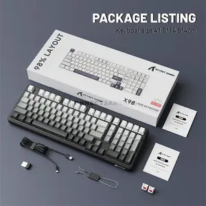 Attack Shark X98 Moonlight Night 98% Wireless Mechanical Gaming Keyboard, 102 Keys, Pre-Lubed Linear Strawberry Switches, Tri-Mode Bluetooth 5.0 2.4GHz & USB-C Wired, Upgraded Gasket Mount, 3/5-Pin Hot-Swappable, PBT Keycaps, South-Facing RGB & 4000m