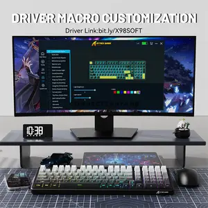 Attack Shark X98 Moonlight Night 98% Wireless Mechanical Gaming Keyboard, 102 Keys, Pre-Lubed Linear Strawberry Switches, Tri-Mode Bluetooth 5.0 2.4GHz & USB-C Wired, Upgraded Gasket Mount, 3/5-Pin Hot-Swappable, PBT Keycaps, South-Facing RGB & 4000m