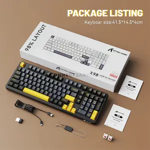 Attack Shark X98 Star Black 98% Wireless Mechanical Gaming Keyboard, 102 Keys, Pre-Lubed Linear Strawberry Switches, Tri-Mode Bluetooth 5.0 2.4GHz & USB-C Wired, Upgraded Gasket Mount, 3/5-Pin Hot-Swappable, PBT Keycaps, South-Facing RGB & 4000mAh Ba