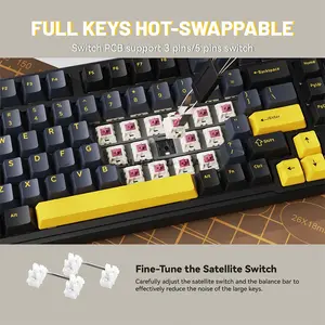 Attack Shark X98 Star Black 98% Wireless Mechanical Gaming Keyboard, 102 Keys, Pre-Lubed Linear Strawberry Switches, Tri-Mode Bluetooth 5.0 2.4GHz & USB-C Wired, Upgraded Gasket Mount, 3/5-Pin Hot-Swappable, PBT Keycaps, South-Facing RGB & 4000mAh Ba