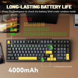 Attack Shark X98 Star Black 98% Wireless Mechanical Gaming Keyboard, 102 Keys, Pre-Lubed Linear Strawberry Switches, Tri-Mode Bluetooth 5.0 2.4GHz & USB-C Wired, Upgraded Gasket Mount, 3/5-Pin Hot-Swappable, PBT Keycaps, South-Facing RGB & 4000mAh Ba