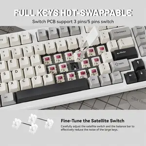 Attack Shark X98 Starlight White 98% Wireless Mechanical Gaming Keyboard, 102 Keys, Pre-Lubed Linear Strawberry Switches, Tri-Mode Bluetooth 5.0 2.4GHz & USB-C Wired, Upgraded Gasket Mount, 3/5-Pin Hot-Swappable, PBT Keycaps, South-Facing RGB & 4000m