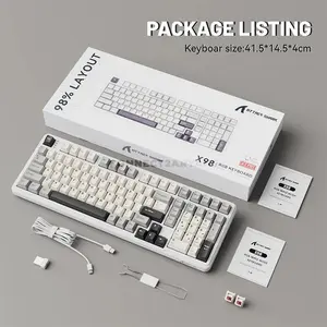 Attack Shark X98 Starlight White 98% Wireless Mechanical Gaming Keyboard, 102 Keys, Pre-Lubed Linear Strawberry Switches, Tri-Mode Bluetooth 5.0 2.4GHz & USB-C Wired, Upgraded Gasket Mount, 3/5-Pin Hot-Swappable, PBT Keycaps, South-Facing RGB & 4000m