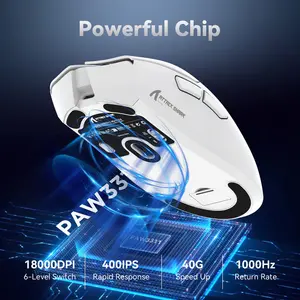 ATTACK SHARK R1 Wireless Gaming Mouse, White Edition, Lightweight Ergonomic Design with High Precision Optical Sensor