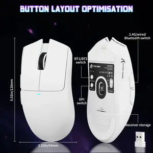 ATTACK SHARK X11SE Tri-Mode Wireless Gaming Mouse White Edition, Bluetooth 5.0, 2.4GHz Wireless and USB-C Connectivity, Lightweight High-Performance Gaming Mouse