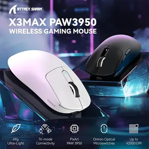 ATTACK SHARK X3PRO Gaming Mouse White Edition, Lightweight Wireless Design, High-Precision Optical Sensor, Competitive Esports Gaming Mouse