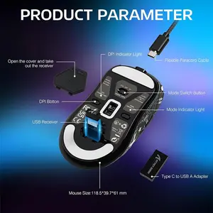 ATTACK SHARK X3PRO Gaming Mouse Black Edition, Lightweight Wireless Design, High-Precision Optical Sensor, Competitive Esports Gaming Mouse