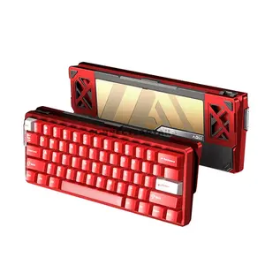 AULA AG60 Pro White + Red Wired Hall Effect Magnetic Gaming Keyboard, Aether Magnetic Switch, 60% 61-Key Layout, CNC Aluminum Case, 8K Polling Rate, 0.1ms Latency, 0.001mm Rapid Trigger Precision, Dual-Engine Structure, RGB