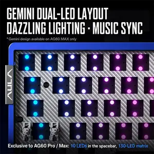 AULA AG60 Pro White + Red Wired Hall Effect Magnetic Gaming Keyboard, Aether Magnetic Switch, 60% 61-Key Layout, CNC Aluminum Case, 8K Polling Rate, 0.1ms Latency, 0.001mm Rapid Trigger Precision, Dual-Engine Structure, RGB