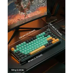 AULA AU75 Black + Green + Yellow Tri-Mode Gasket Mechanical Gaming Keyboard, Bloomfield Switch, 75% 81-Key Layout, Fully Hot-Swappable, RGB Lighting, PBT Keycaps, Multi-Function Knob, 2.4GHz / Bluetooth / Wired