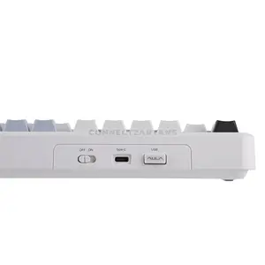 AULA F108 PRO White + Light Blue Tri-Mode Full-Size Mechanical Gaming Keyboard, LEOBOG Reaper Linear Switch, 104-Key Gasket Layout, Hot-Swappable, 1.14-Inch LCD Screen, RGB, 2.4GHz / Bluetooth 5.0 / USB-C, 8000mAh Battery