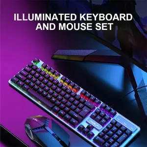 Aula F3061 Gaming Keyboard & Mouse Combo Black, 104-Key RGB Membrane Keyboard, 1200 DPI Optical Mouse, Anti-Ghosting Design, Wired Gaming Combo