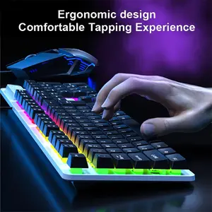 Aula F3061 Gaming Keyboard & Mouse Combo Black, 104-Key RGB Membrane Keyboard, 1200 DPI Optical Mouse, Anti-Ghosting Design, Wired Gaming Combo