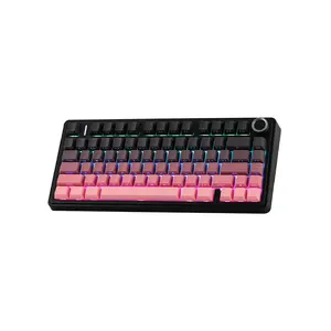 AULA F75 Gasket Mount Mechanical Keyboard Black Pink Side Print Edition, Compact Layout Design, RGB Lighting Effects, Mechanical Gaming Keyboard
