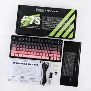 AULA F75 Gasket Mount Mechanical Keyboard Black Pink Side Print Edition, Compact Layout Design, RGB Lighting Effects, Mechanical Gaming Keyboard