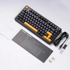 AULA F75 Gasket Mount Mechanical Keyboard Black RGB Edition, Compact Layout Design, RGB Lighting Effects, Mechanical Gaming Keyboard