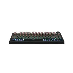 AULA F75 Gasket Mount Mechanical Keyboard Black Side Print Edition, Compact Layout Design, RGB Lighting Effects, Mechanical Gaming Keyboard