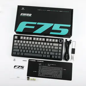AULA F75 Gasket Mount Mechanical Keyboard Black Side Print Edition, Compact Layout Design, RGB Lighting Effects, Mechanical Gaming Keyboard