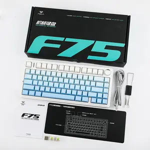 AULA F75 Gasket Mount Mechanical Keyboard Blue Side Print Edition, Compact Layout Design, RGB Lighting Effects, Mechanical Gaming Keyboard