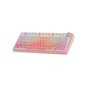AULA F75 Gasket Mount Mechanical Keyboard Gradient Pink Edition, Compact Layout Design, RGB Lighting Effects, Mechanical Gaming Keyboard