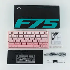 AULA F75 Gasket Mount Mechanical Keyboard Gradient Pink Edition, Compact Layout Design, RGB Lighting Effects, Mechanical Gaming Keyboard