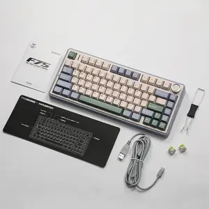 AULA F75 Gasket Mount Mechanical Keyboard Green Edition, Compact Layout Design, RGB Lighting Effects, Mechanical Gaming Keyboard