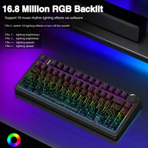 Aula F75 Black Contour Wireless Mechanical Gaming Keyboard, Star Vector Switches, 75% Compact Layout, Tri-Mode Connectivity, RGB Backlighting, Hot-Swappable Keyboard