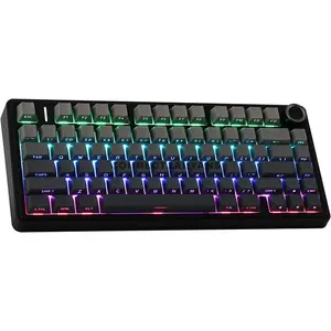 AULA F75 Black Panel + Black Dark Gray Tri-Mode Mechanical Gaming Keyboard, Milk White Linear Switch, 75% 80-Key Gasket Layout, Hot-Swappable, RGB Backlight, Bluetooth / 2.4GHz / USB-C, 4000mAh Battery