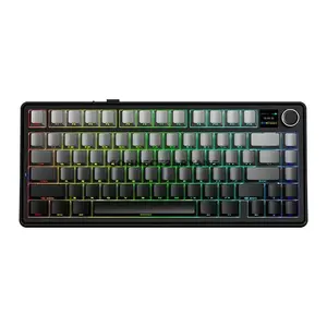 AULA F75 Black Panel + Black Dark Gray Tri-Mode Mechanical Gaming Keyboard, Milk White Linear Switch, 75% 80-Key Gasket Layout, Hot-Swappable, RGB Backlight, Bluetooth / 2.4GHz / USB-C, 4000mAh Battery