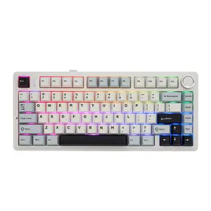 Aula F75 Glacier Blue Wireless Mechanical Gaming Keyboard, Ice Vein Switches, 75% Compact Layout, Tri-Mode Connectivity, RGB Backlighting, Hot-Swappable Keyboard