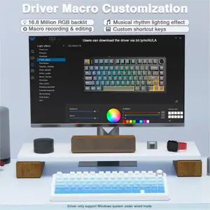 Aula F75 Gradient Blue Wireless Mechanical Gaming Keyboard, Side-Engraved Keycaps, Reaper Switches, 75% Compact Layout, Tri-Mode Connectivity, RGB Backlighting, Hot-Swappable Keyboard