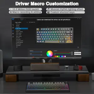 Aula F75 Gradient Grey Wireless Mechanical Gaming Keyboard, Side-Engraved Keycaps, Reaper Switches, 75% Compact Layout, Tri-Mode Connectivity, RGB Backlighting, Hot-Swappable Keyboard