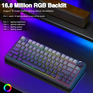 Aula F75 Gradient Grey Wireless Mechanical Gaming Keyboard, Side-Engraved Keycaps, Reaper Switches, 75% Compact Layout, Tri-Mode Connectivity, RGB Backlighting, Hot-Swappable Keyboard