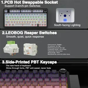 Aula F75 Gradient Pink Wireless Mechanical Gaming Keyboard, Side-Engraved Keycaps, Reaper Switches, 75% Compact Layout, Tri-Mode Connectivity, RGB Backlighting, Hot-Swappable Keyboard