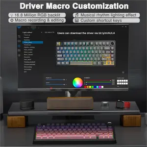 Aula F75 Gradient Pink Wireless Mechanical Gaming Keyboard, Side-Engraved Keycaps, Reaper Switches, 75% Compact Layout, Tri-Mode Connectivity, RGB Backlighting, Hot-Swappable Keyboard