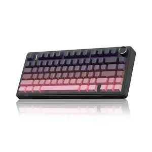 Aula F75 Gradient Pink Wireless Mechanical Gaming Keyboard, Side-Engraved Keycaps, Reaper Switches, 75% Compact Layout, Tri-Mode Connectivity, RGB Backlighting, Hot-Swappable Keyboard