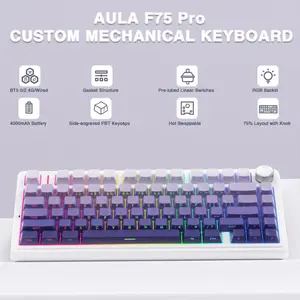 Aula F75 Gradient Purple Wireless Mechanical Gaming Keyboard, Side-Engraved Keycaps, Star Vector Switches, 75% Compact Layout, Tri-Mode Connectivity, RGB Backlighting, Hot-Swappable Keyboard