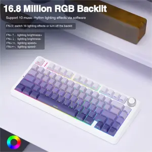 Aula F75 Gradient Purple Wireless Mechanical Gaming Keyboard, Side-Engraved Keycaps, Star Vector Switches, 75% Compact Layout, Tri-Mode Connectivity, RGB Backlighting, Hot-Swappable Keyboard