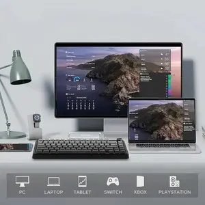 Aula F75 MAX Gradient Grey Wireless Mechanical Gaming Keyboard, Side-Engraved Keycaps, Reaper Switches, 75% Compact Layout, Tri-Mode Connectivity, RGB Backlighting, Hot-Swappable Keyboard