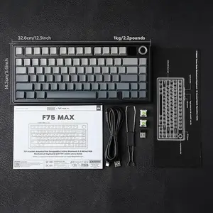 Aula F75 MAX Gradient Grey Wireless Mechanical Gaming Keyboard, Side-Engraved Keycaps, Reaper Switches, 75% Compact Layout, Tri-Mode Connectivity, RGB Backlighting, Hot-Swappable Keyboard