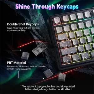 AULA F75 MAX Gradient Grey Contour Line Tri-Mode Mechanical Gaming Keyboard, LEOBOG Reaper Linear Switch, 75% 80-Key Gasket Layout, Hot-Swappable, TFT Smart Display, RGB, 2.4GHz / Bluetooth / USB-C, 4000mAh Battery