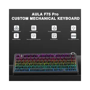 AULA F75 Pro Gasket Mount Mechanical Keyboard Black Contour Edition, Compact Layout Design, RGB Lighting Effects, Mechanical Gaming Keyboard
