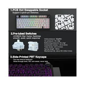 AULA F75 Pro Gasket Mount Mechanical Keyboard Black Contour Edition, Compact Layout Design, RGB Lighting Effects, Mechanical Gaming Keyboard