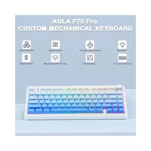 AULA F75 Pro Gasket Mount Mechanical Keyboard Glacier Blue Edition, Compact Layout Design, RGB Lighting Effects, Mechanical Gaming Keyboard
